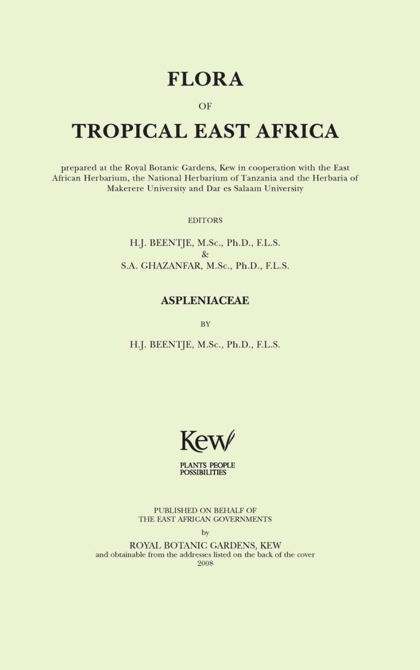 Flora of Tropical East Africa: Aspleniaceae
