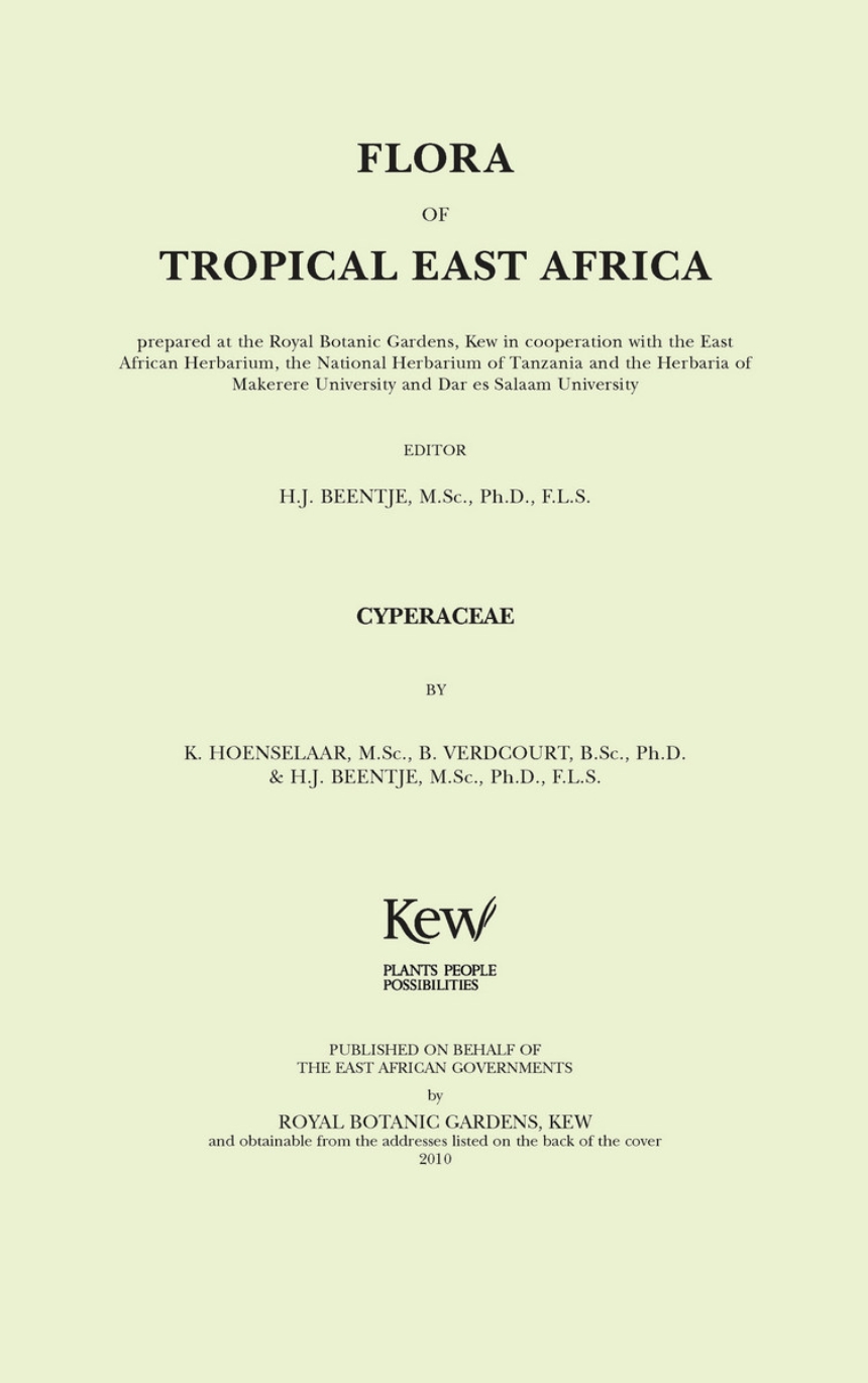 Flora of Tropical East Africa: Cyperaceae